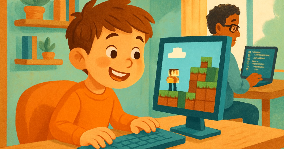 自宅でオンラインプログラミングを楽しむ小学生のイメージ